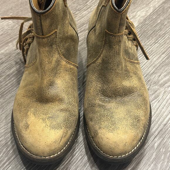 Very Volatile Lookout Fringe Bootie Tan Leather Western Ankle Boots Sz 8.5 Boho - Picture 2 of 9